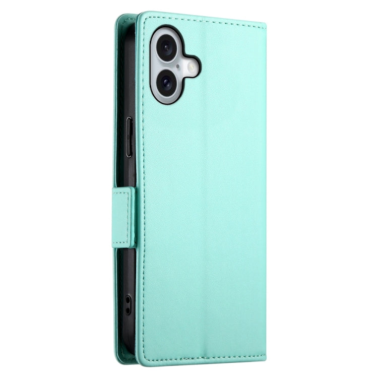 For iPhone 16 Plus Side Buckle Magnetic Frosted Leather Phone Case