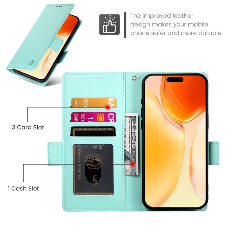 For iPhone 16 Plus Side Buckle Magnetic Frosted Leather Phone Case