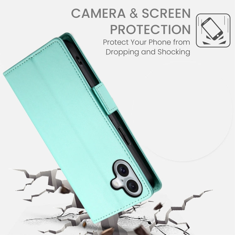 For iPhone 16 Plus Side Buckle Magnetic Frosted Leather Phone Case