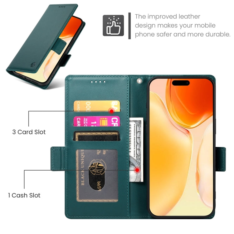 For iPhone 16 Plus Side Buckle Magnetic Frosted Leather Phone Case