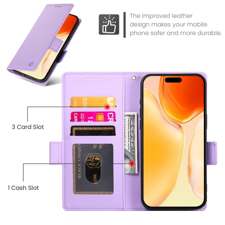 For iPhone 16 Plus Side Buckle Magnetic Frosted Leather Phone Case