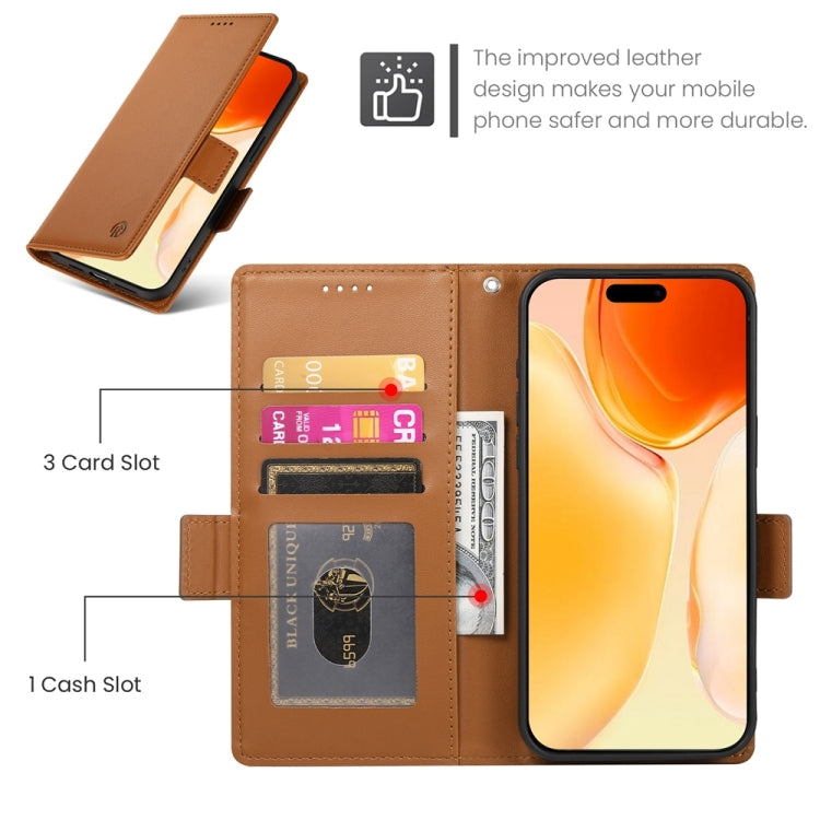 For iPhone 16 Plus Side Buckle Magnetic Frosted Leather Phone Case