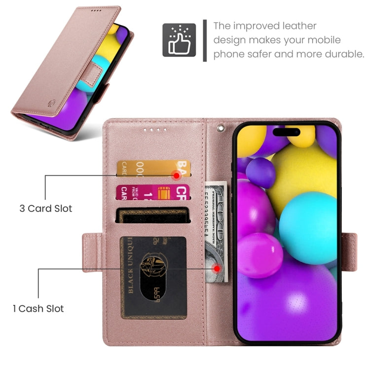 For iPhone 16 Side Buckle Magnetic Frosted Leather Phone Case