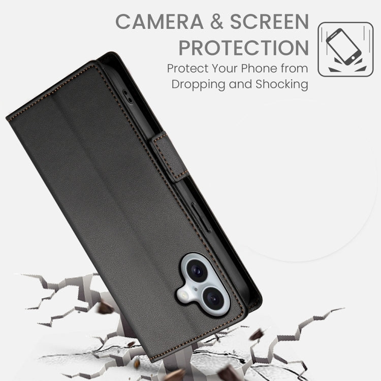 For iPhone 16 Side Buckle Magnetic Frosted Leather Phone Case