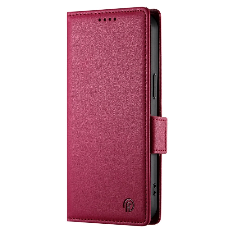 For iPhone 16 Side Buckle Magnetic Frosted Leather Phone Case