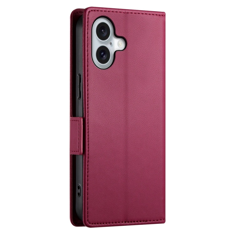 For iPhone 16 Side Buckle Magnetic Frosted Leather Phone Case