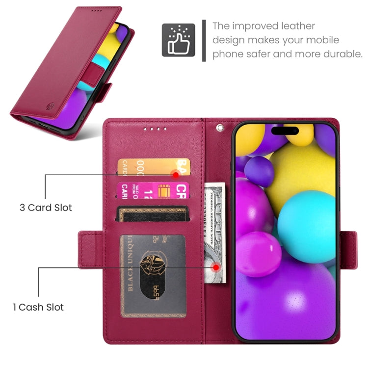 For iPhone 16 Side Buckle Magnetic Frosted Leather Phone Case