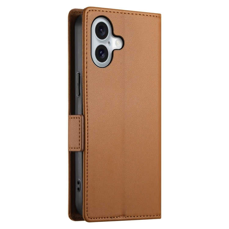 For iPhone 16 Side Buckle Magnetic Frosted Leather Phone Case