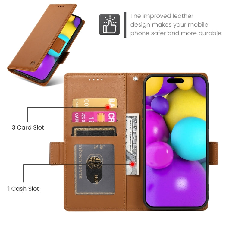 For iPhone 16 Side Buckle Magnetic Frosted Leather Phone Case