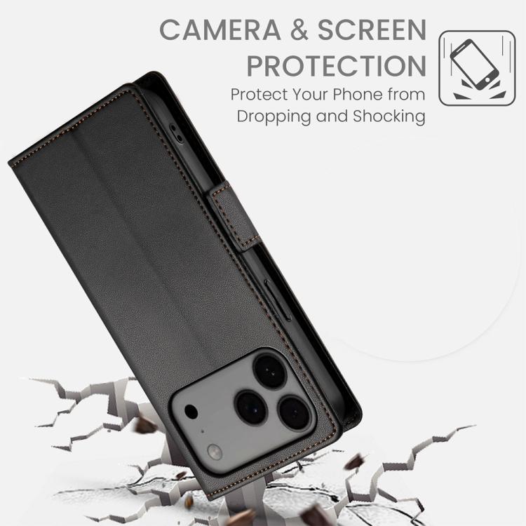 For iPhone 17 Pro Max Side Buckle Magnetic Frosted Leather Phone Case