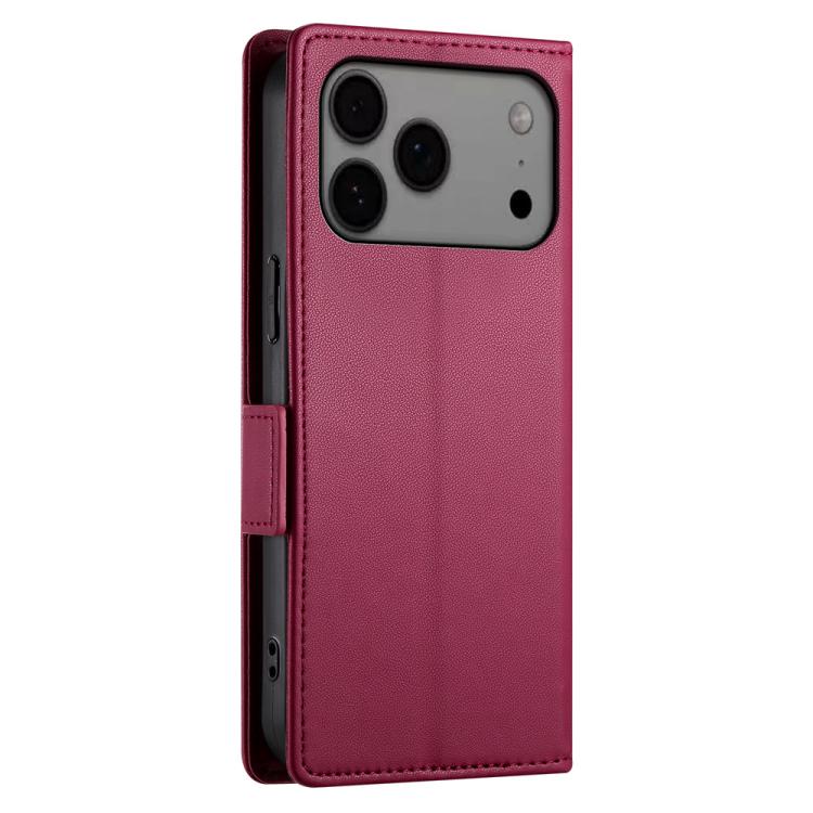 For iPhone 17 Pro Max Side Buckle Magnetic Frosted Leather Phone Case