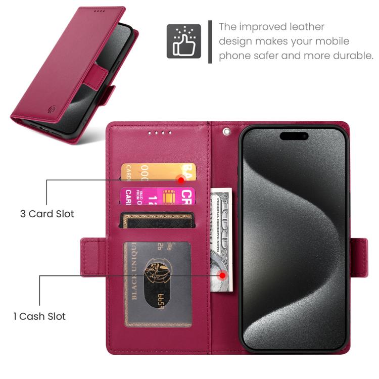 For iPhone 17 Pro Max Side Buckle Magnetic Frosted Leather Phone Case
