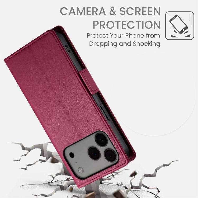 For iPhone 17 Pro Max Side Buckle Magnetic Frosted Leather Phone Case