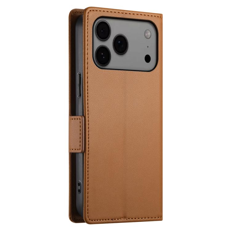 For iPhone 17 Pro Max Side Buckle Magnetic Frosted Leather Phone Case