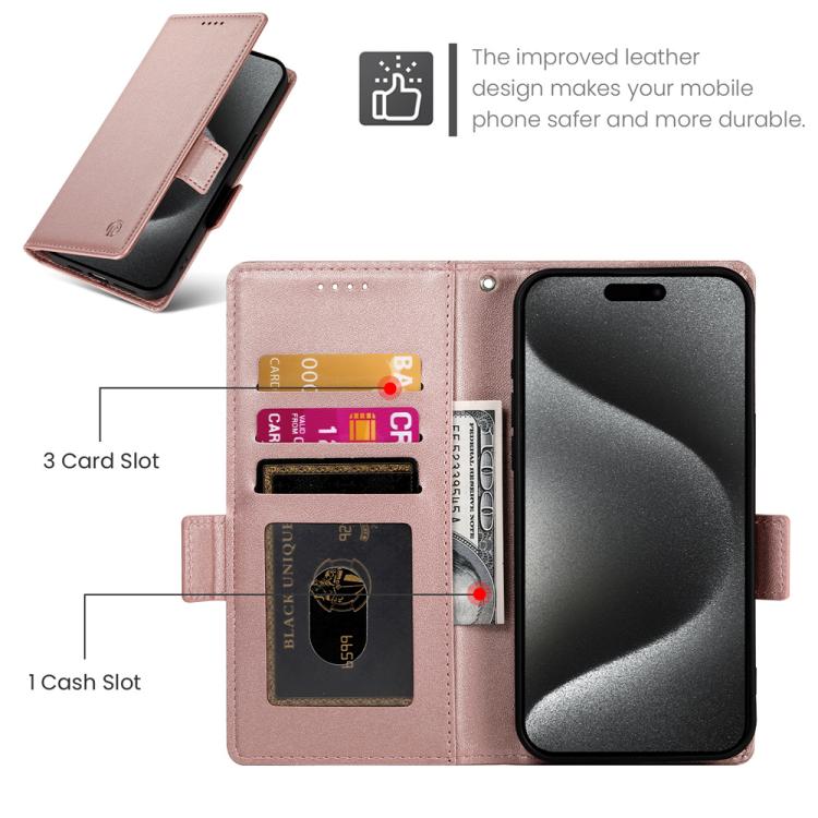 For iPhone 17 Pro Side Buckle Magnetic Frosted Leather Phone Case