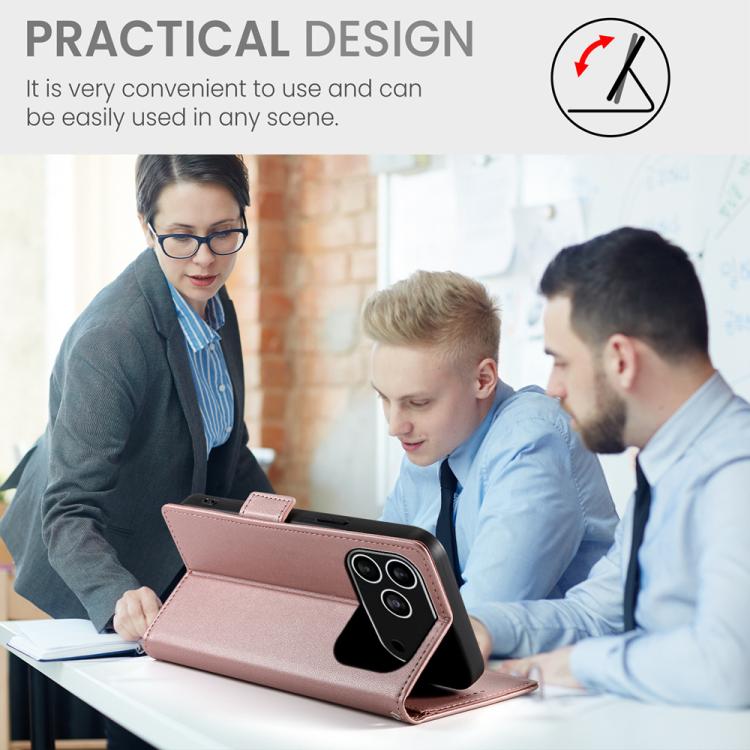 For iPhone 17 Pro Side Buckle Magnetic Frosted Leather Phone Case