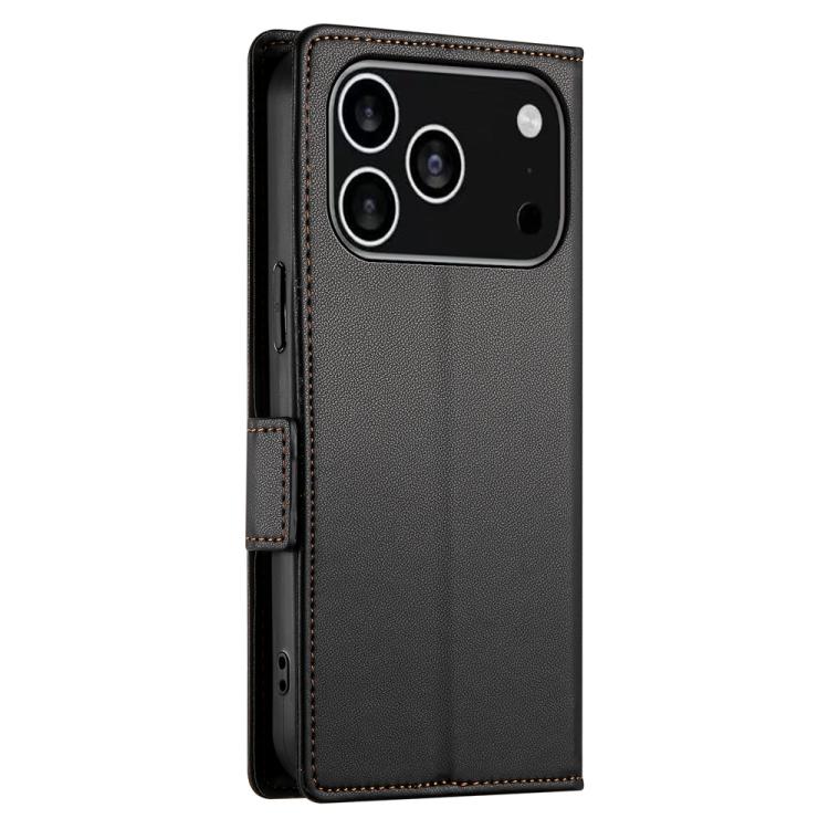 For iPhone 17 Pro Side Buckle Magnetic Frosted Leather Phone Case