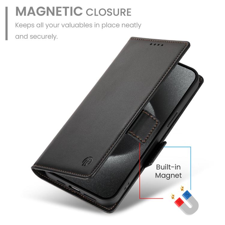 For iPhone 17 Pro Side Buckle Magnetic Frosted Leather Phone Case