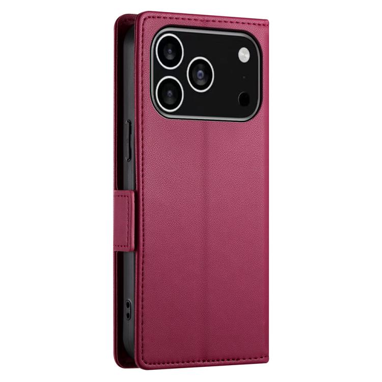 For iPhone 17 Pro Side Buckle Magnetic Frosted Leather Phone Case