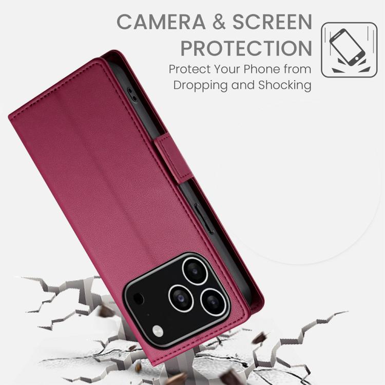 For iPhone 17 Pro Side Buckle Magnetic Frosted Leather Phone Case