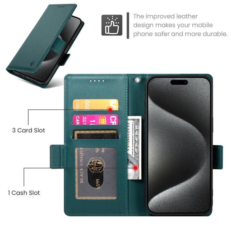 For iPhone 17 Pro Side Buckle Magnetic Frosted Leather Phone Case