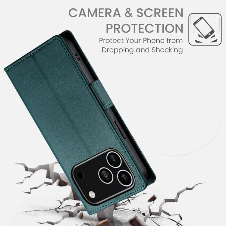 For iPhone 17 Pro Side Buckle Magnetic Frosted Leather Phone Case