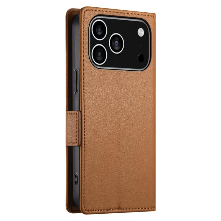 For iPhone 17 Pro Side Buckle Magnetic Frosted Leather Phone Case