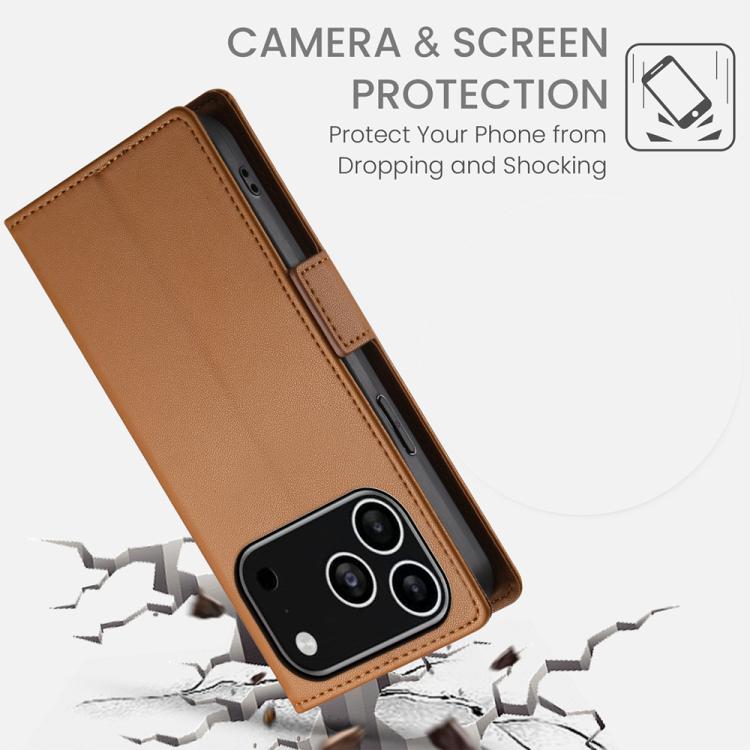 For iPhone 17 Pro Side Buckle Magnetic Frosted Leather Phone Case