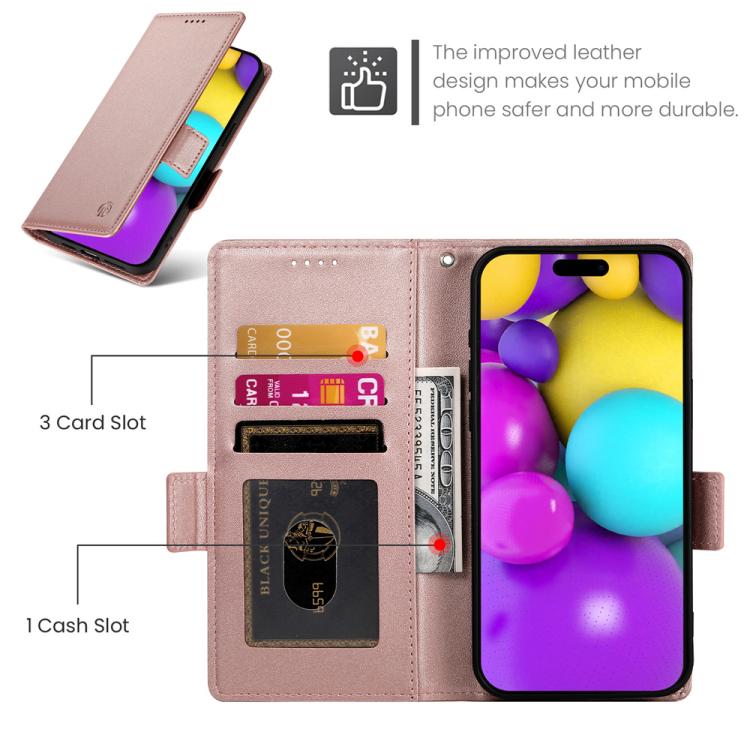 For iPhone 17 Side Buckle Magnetic Frosted Leather Phone Case
