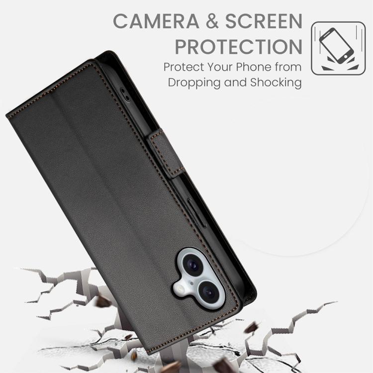 For iPhone 17 Side Buckle Magnetic Frosted Leather Phone Case