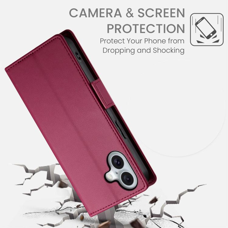 For iPhone 17 Side Buckle Magnetic Frosted Leather Phone Case