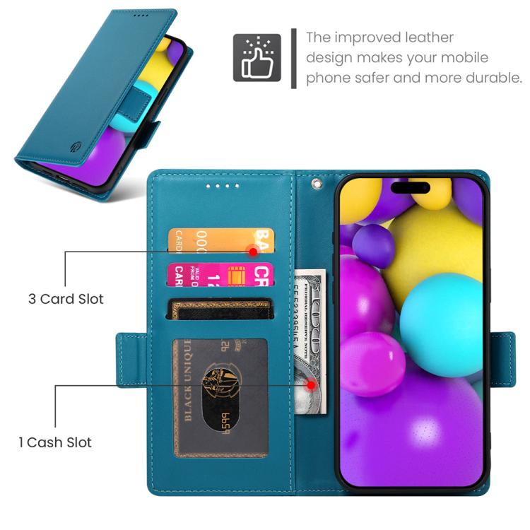 For iPhone 17 Side Buckle Magnetic Frosted Leather Phone Case