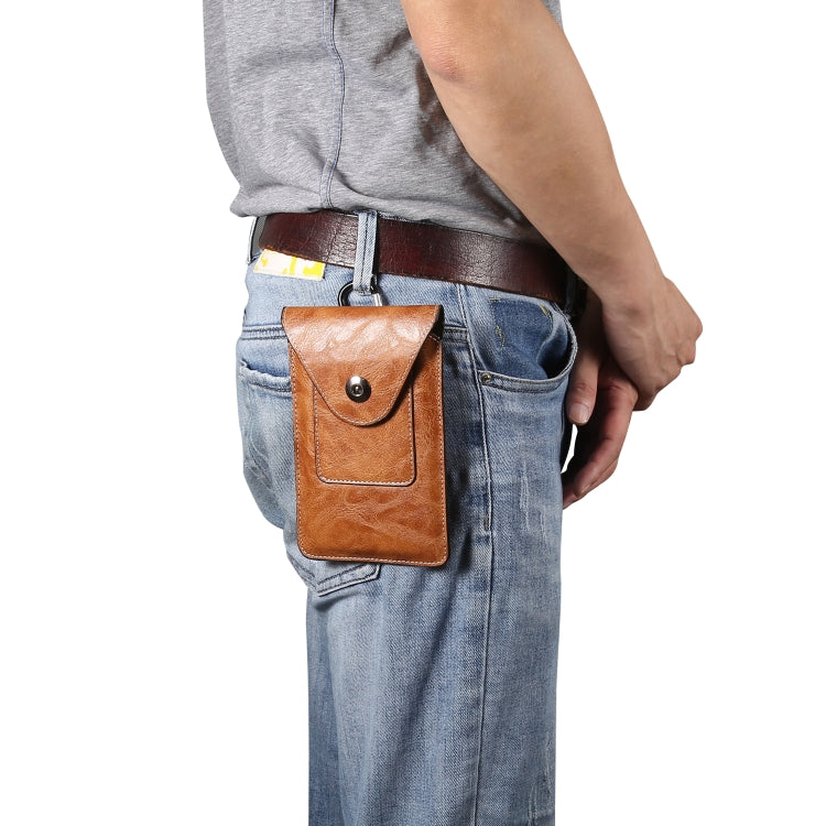 For iPhone 11 Pro Max Elephant Texture Men Leisure Simple Universal Mobile Phone Waist Pack Leather Case with Card Slot, Suitable for 5.5-6.5 inch Smartphones