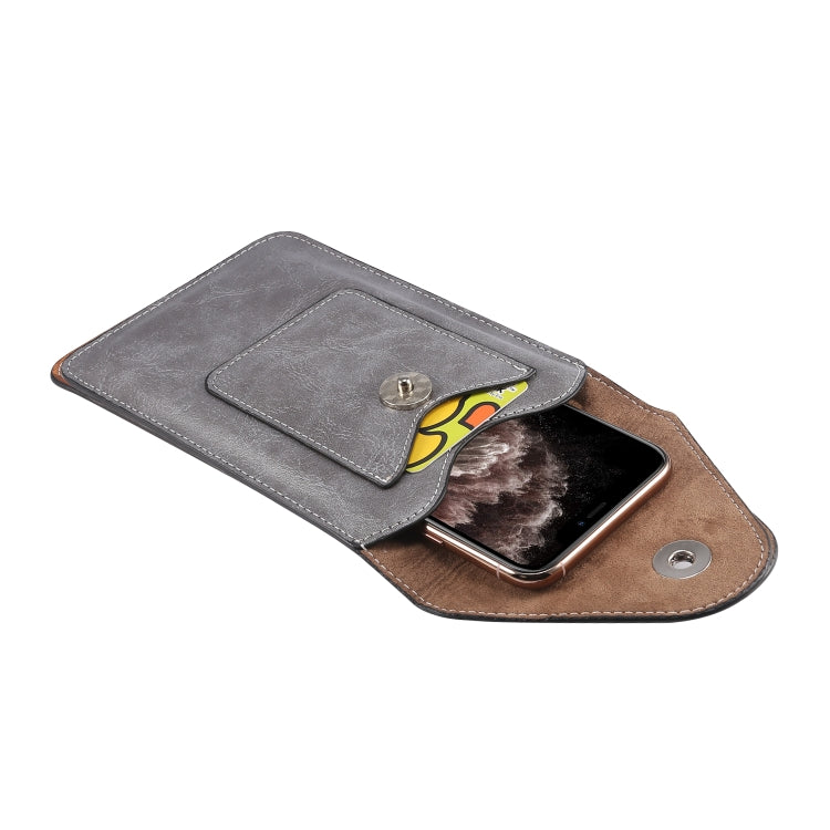 For iPhone 11 Pro Max Elephant Texture Men Leisure Simple Universal Mobile Phone Waist Pack Leather Case with Card Slot, Suitable for 5.5-6.5 inch Smartphones