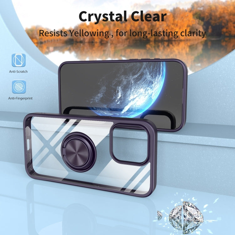 For iPhone 15 Pro Max Ring Holder PC Hybrid TPU Phone Case