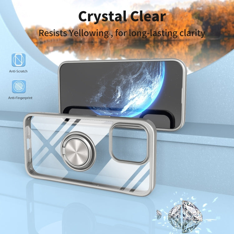 For iPhone 14 Ring Holder PC Hybrid TPU Phone Case