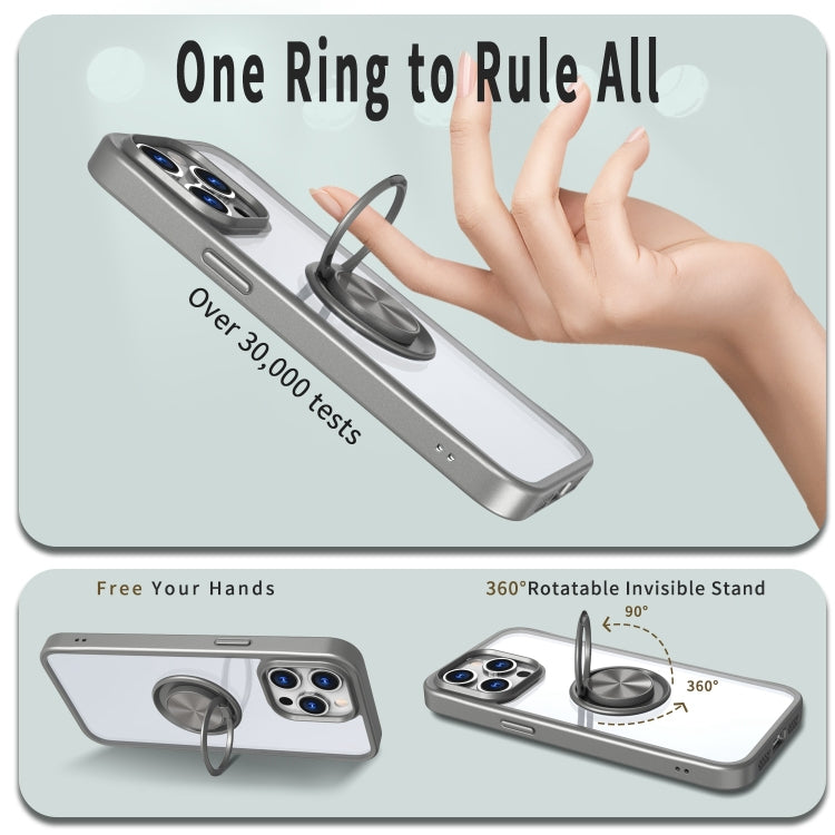 For iPhone 13 Pro Ring Holder PC Hybrid TPU Phone Case