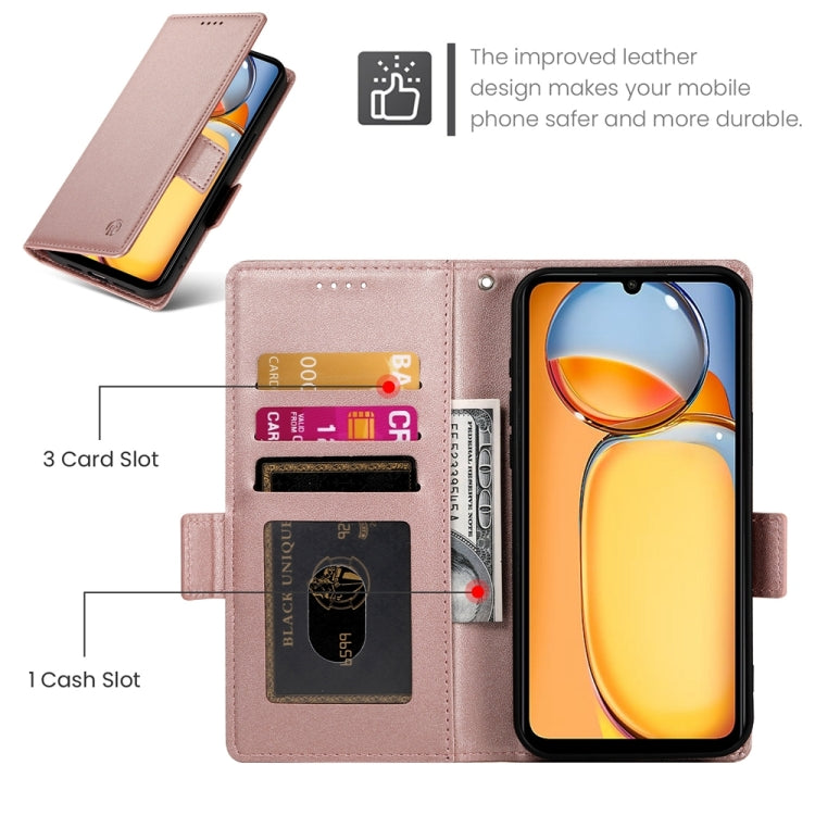 For Xiaomi Redmi 13C 4G / Redmi 13R Side Buckle Magnetic Frosted Leather Phone Case