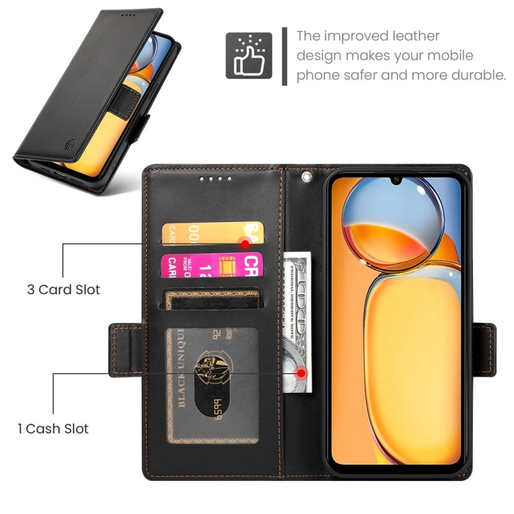 For Xiaomi Redmi 13C 4G / Redmi 13R Side Buckle Magnetic Frosted Leather Phone Case