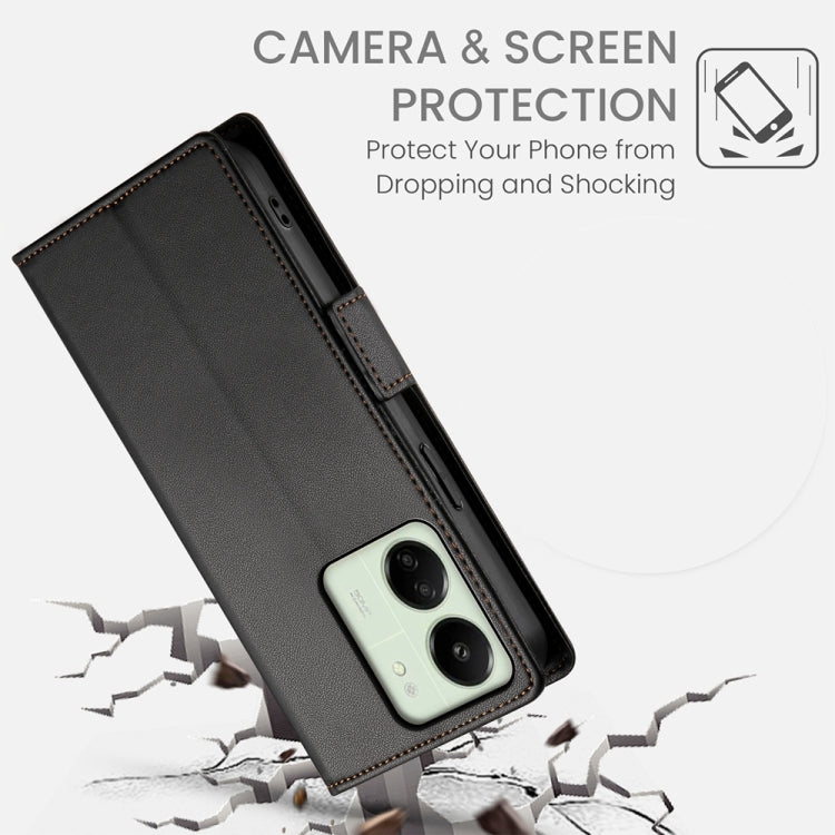 For Xiaomi Redmi 13C 4G / Redmi 13R Side Buckle Magnetic Frosted Leather Phone Case