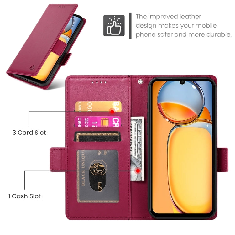 For Xiaomi Redmi 13C 4G / Redmi 13R Side Buckle Magnetic Frosted Leather Phone Case
