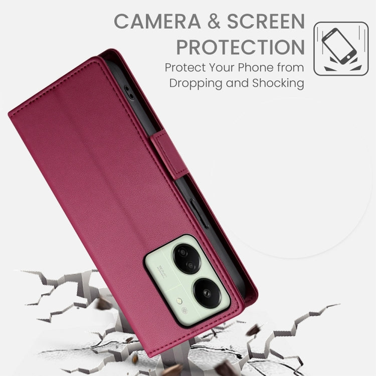 For Xiaomi Redmi 13C 4G / Redmi 13R Side Buckle Magnetic Frosted Leather Phone Case