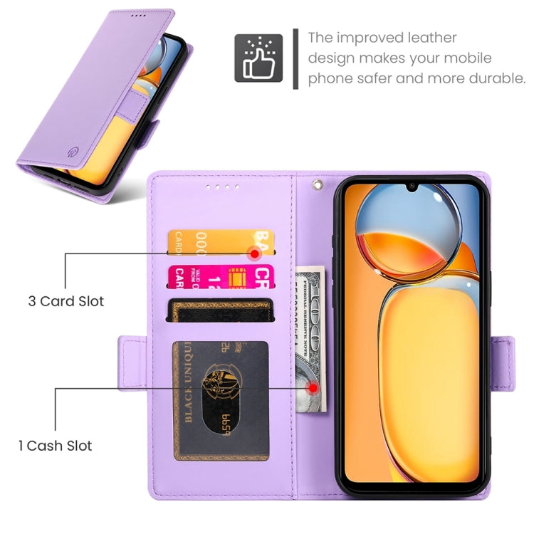 For Xiaomi Redmi 13C 4G / Redmi 13R Side Buckle Magnetic Frosted Leather Phone Case