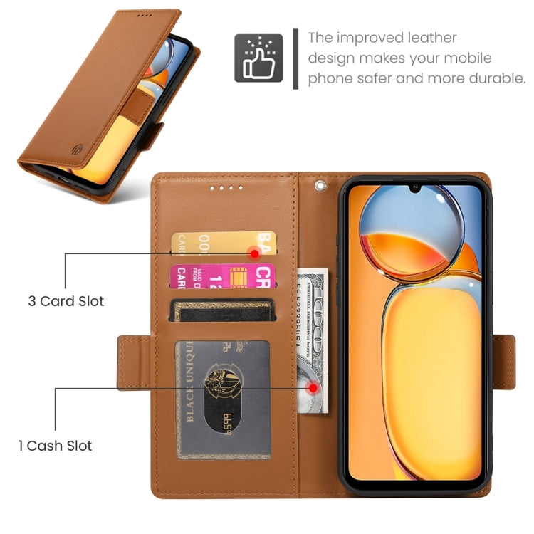 For Xiaomi Redmi 13C 4G / Redmi 13R Side Buckle Magnetic Frosted Leather Phone Case