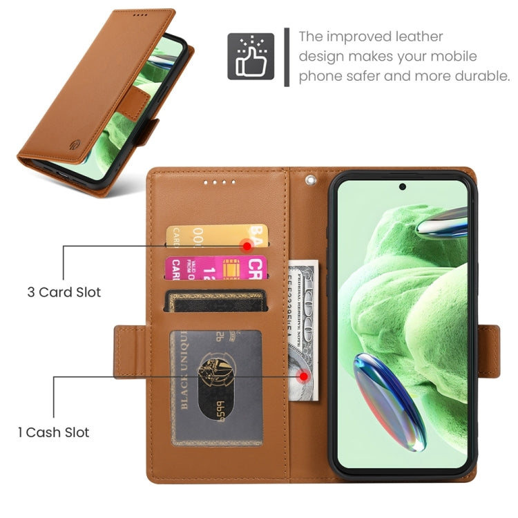 For Xiaomi Redmi Note 12 Global India Side Buckle Magnetic Frosted Leather Phone Case