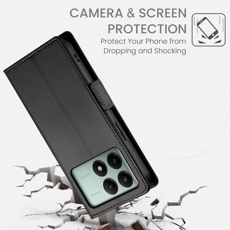 For Xiaomi Poco X6 Pro 5G Global Side Buckle Magnetic Frosted Leather Phone Case