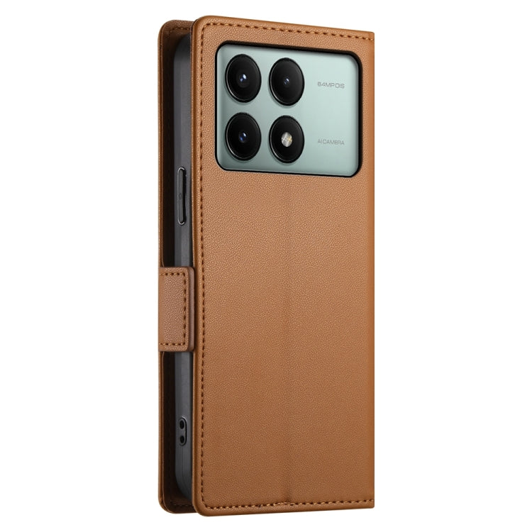 For Xiaomi Poco X6 Pro 5G Global Side Buckle Magnetic Frosted Leather Phone Case
