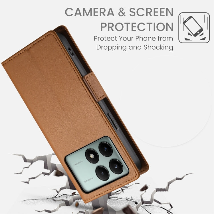 For Xiaomi Poco X6 Pro 5G Global Side Buckle Magnetic Frosted Leather Phone Case