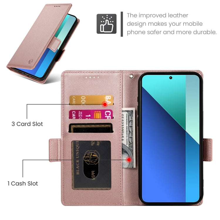 For Xiaomi Redmi Note 13 4G Side Buckle Magnetic Frosted Leather Phone Case