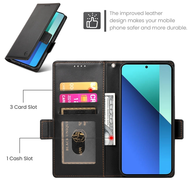 For Xiaomi Redmi Note 13 4G Side Buckle Magnetic Frosted Leather Phone Case